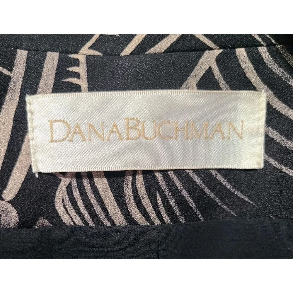Dana Buchman 100% Silk Black/Cream Leaf Print Blazer Jacket Size 4 Luxury Career